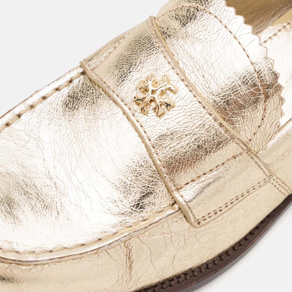 NWT Tory Burch Women’s Metallic Gold Classic Loafers, Color Spark Gold Platinum - Picture 15 of 16